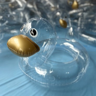 Swimming pool ring Transparent duck-shaped inflatable baby ring Swimming pool floating baby seat