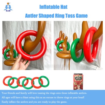 BSCI Factory Hot Selling Halloween Thanksgiving Decoration Christmas Toy Inflatable Hat Reindeer Antler Ring Toss Game