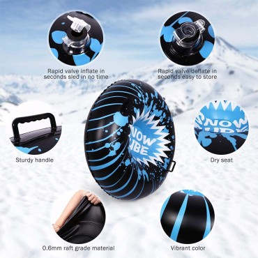 Winter Sports Outdoor Thicken Pvc Hard Bottom Heavy Duty 1 seat Inflatable Snow Tube snow sleds