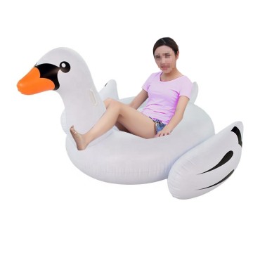 Floating inflatable adult white whooper swan swimming pool toy