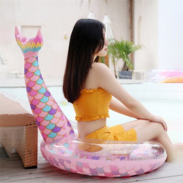 Pink Glitter mermaid inflatable swim ring