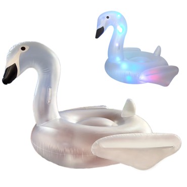 Inflatable transparent plastic Goose Pool floating porch raft with Led lights
