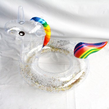 Transparent cute shiny unicorn swimming ring
