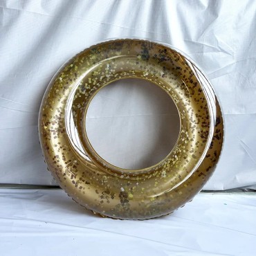 PVC inflatable gold transparent sequin swimming circle aquatic products for adults and children